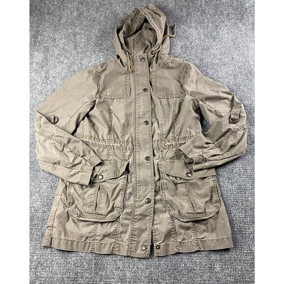 Eddie Bauer Jacket‎ Womens Small Brown Windbreaker Full Zip Hooded Lightweight - Picture 1 of 11